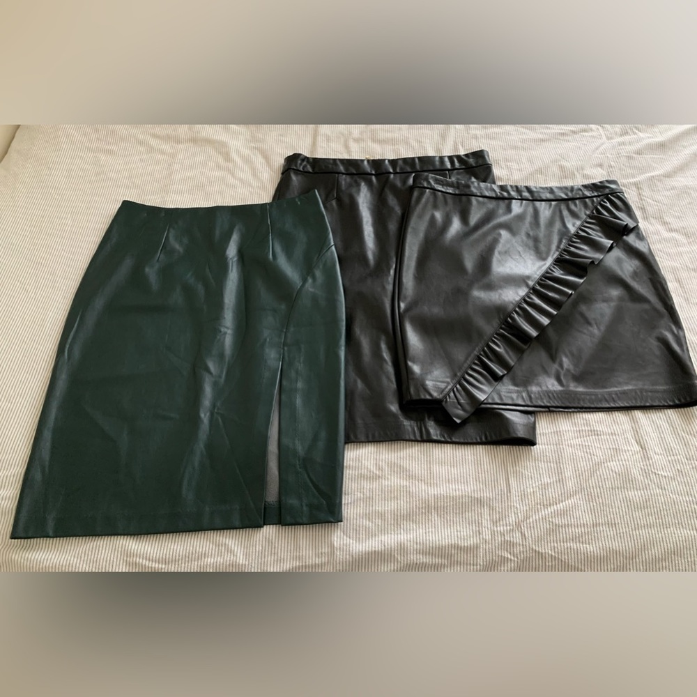 3 Faux Leather Skirts
